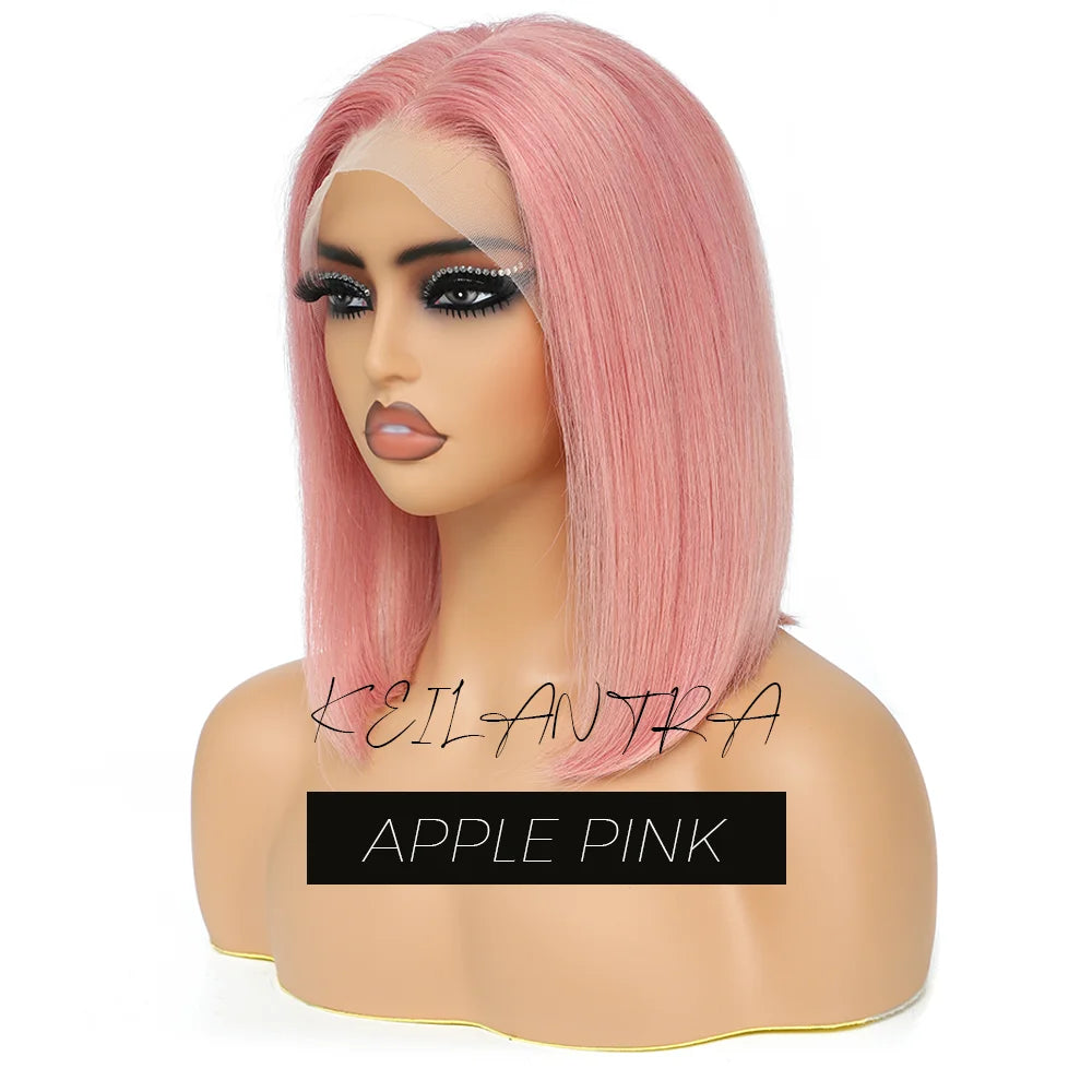 Orange Bob Wig Human Hair 13x4 Lace Front Wig 180% Density Short Straight Frontal Bob Wig Transparent Lace 350 Color Wig Ginger