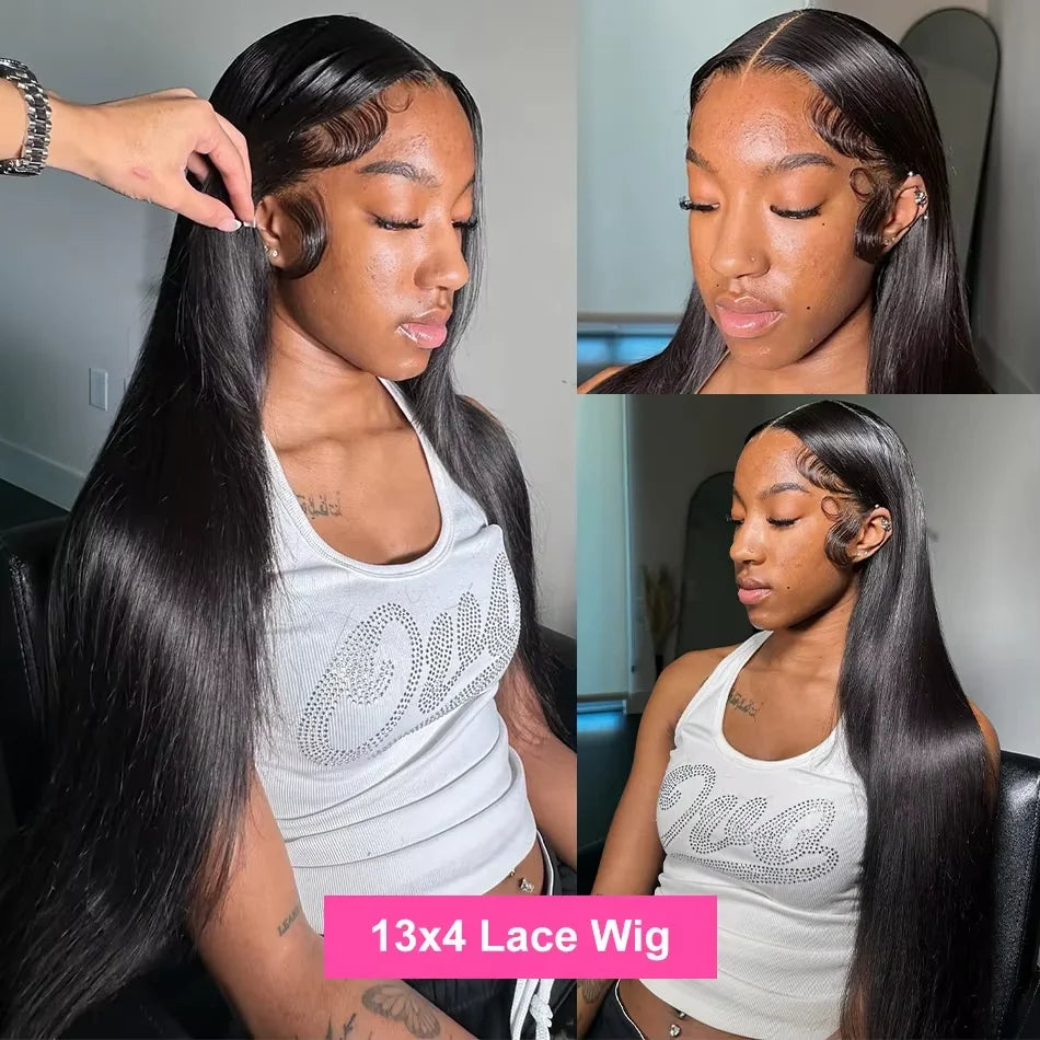 13x6 HD Lace Frontal Wig 100% Raw Human Hair Straight Lace Front Wig 30 36 Inch 5x5 HD Lace Glueless Wig No Glue Human Hair