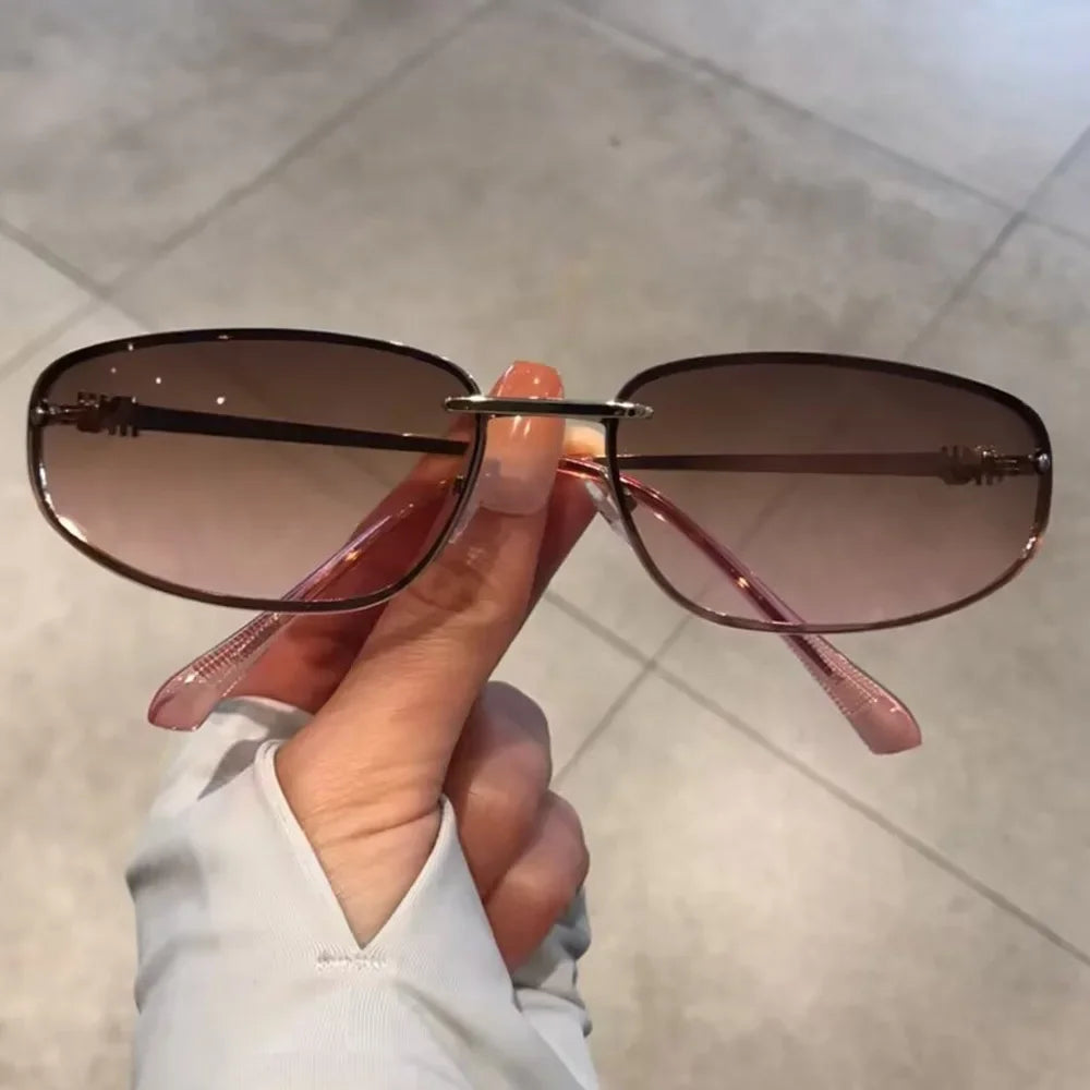 Sunglasses for Women New Fashion Gradient Sexy Sun Glasses Ladies Elegant Driving Shades Vintage Small Square Alloy Silver Y2K