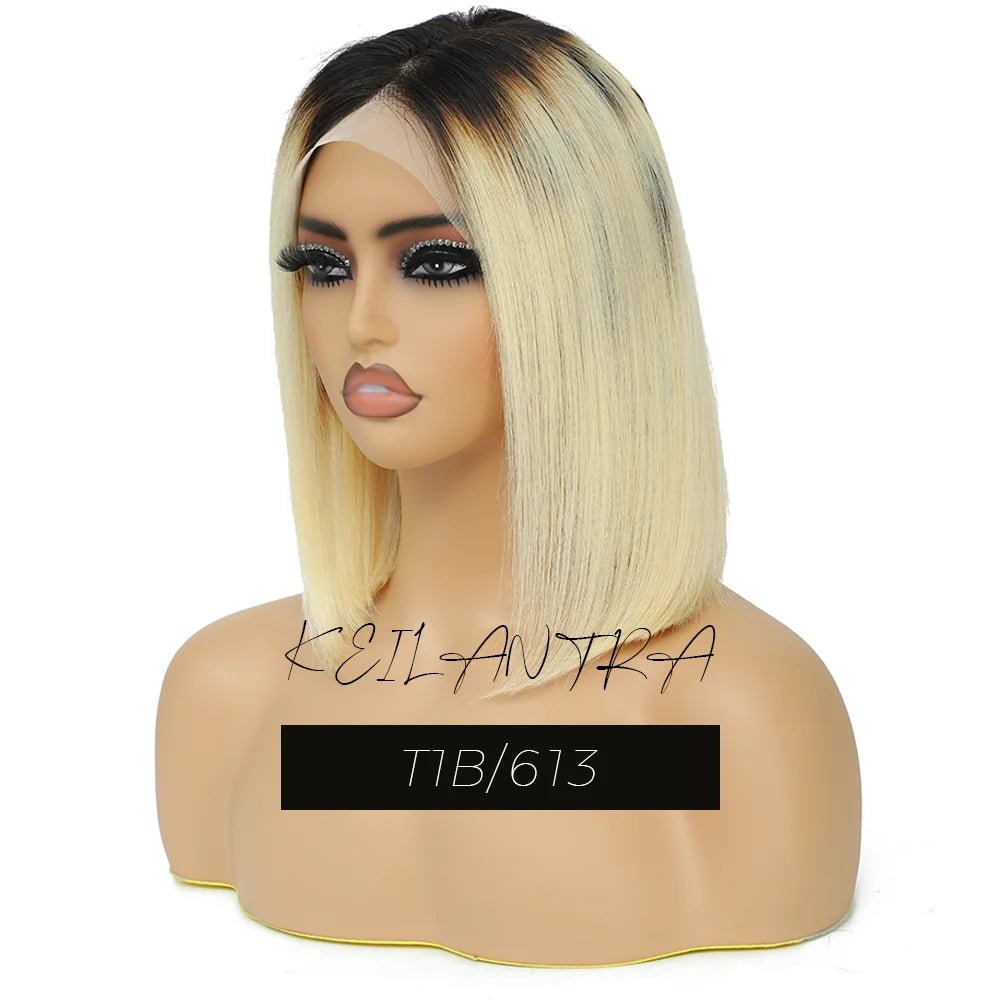 Orange Bob Wig Human Hair 13x4 Lace Front Wig 180% Density Short Straight Frontal Bob Wig Transparent Lace 350 Color Wig Ginger