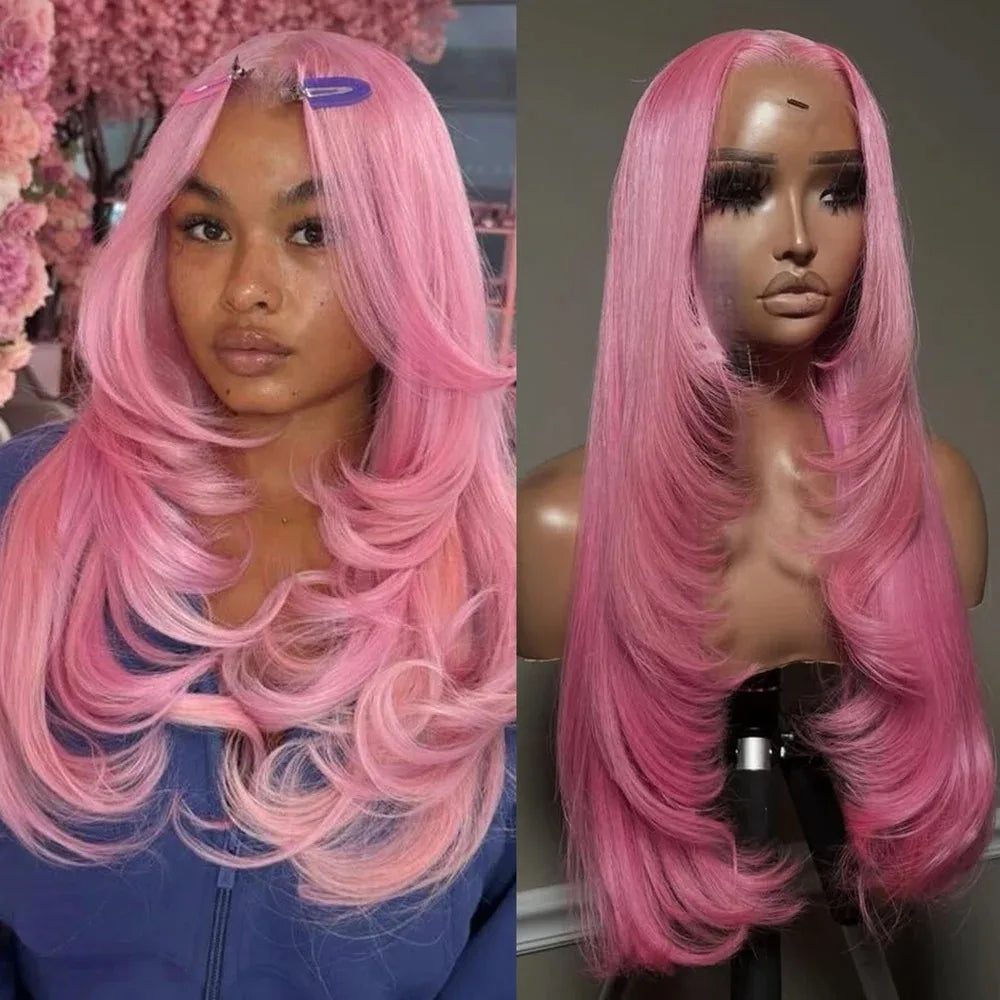 Layered Lace Front Wig White Wig 13x4 HD Lace Glueless Pre Plucked Heat Resistant Fiber For Women On Clearance Sale Cosplay