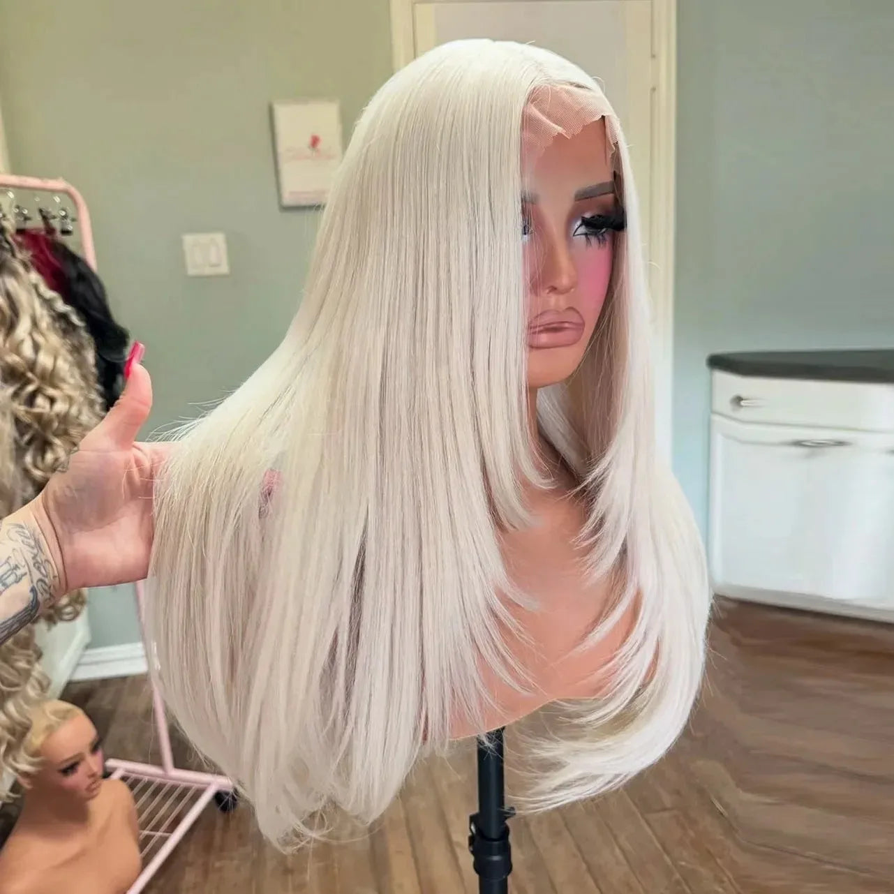 Layered Lace Front Wig White Wig 13x4 HD Lace Glueless Pre Plucked Heat Resistant Fiber For Women On Clearance Sale Cosplay