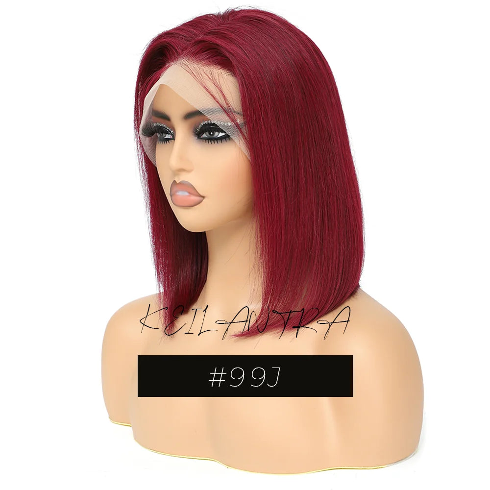 Orange Bob Wig Human Hair 13x4 Lace Front Wig 180% Density Short Straight Frontal Bob Wig Transparent Lace 350 Color Wig Ginger