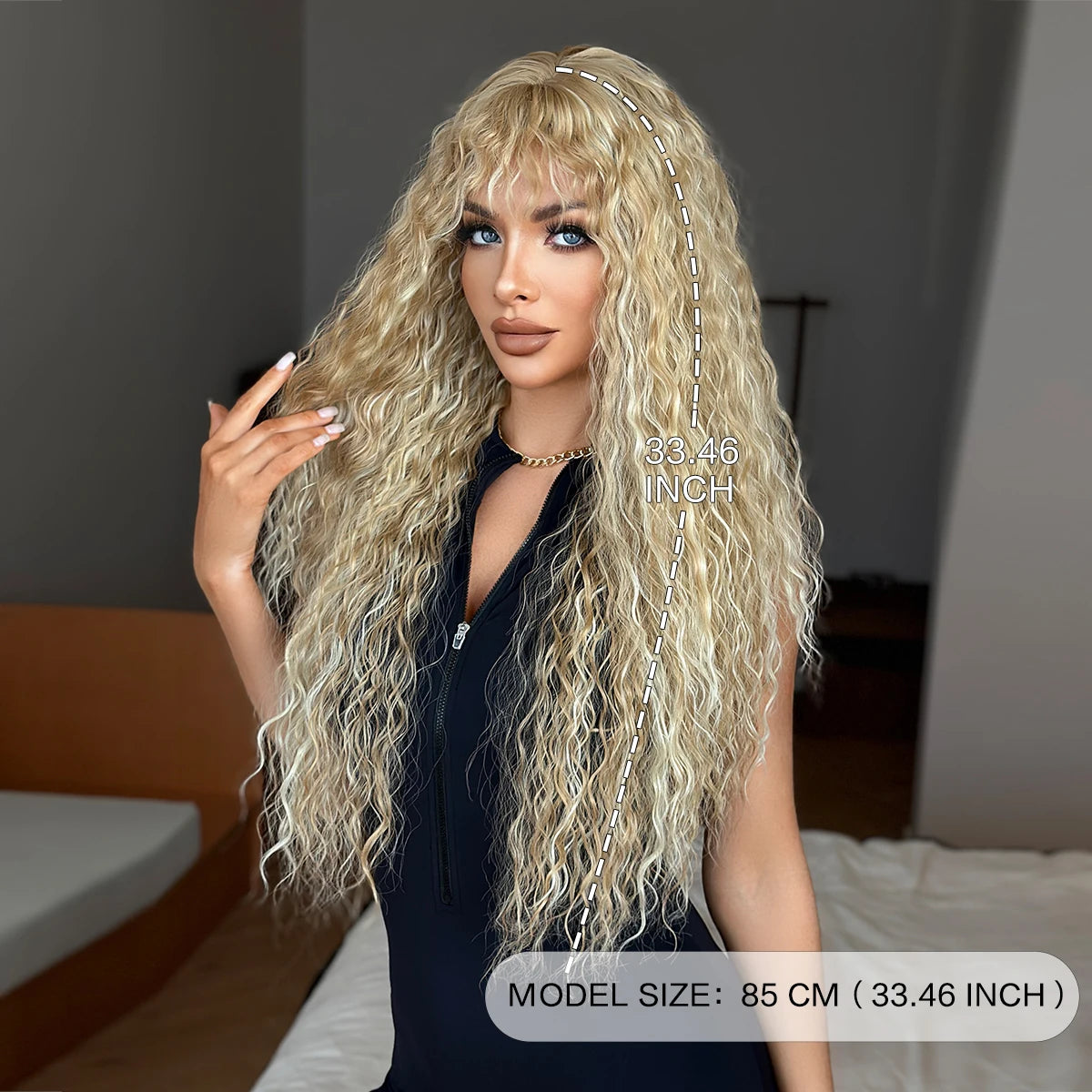 NAMM 32 Inch Striking Blonde Afro Kinetic Wigs, Silk Synthetic Heat-Resistant Fiber Hairpiece For Daily Wear, Music Festivals Ce