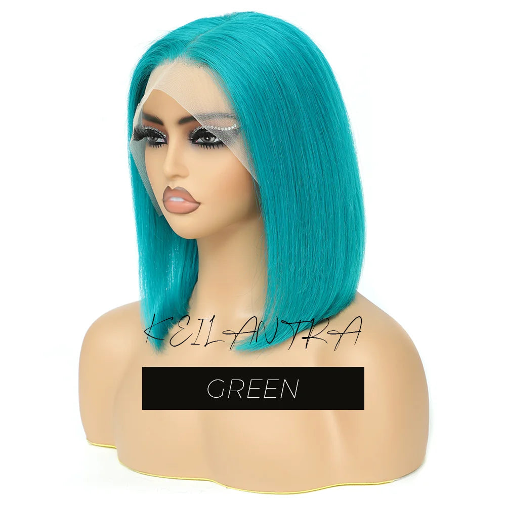 Orange Bob Wig Human Hair 13x4 Lace Front Wig 180% Density Short Straight Frontal Bob Wig Transparent Lace 350 Color Wig Ginger