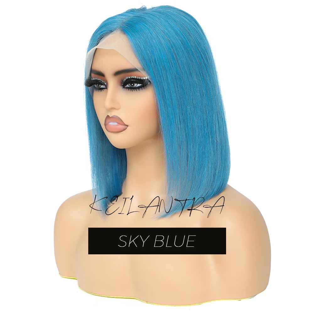 Orange Bob Wig Human Hair 13x4 Lace Front Wig 180% Density Short Straight Frontal Bob Wig Transparent Lace 350 Color Wig Ginger
