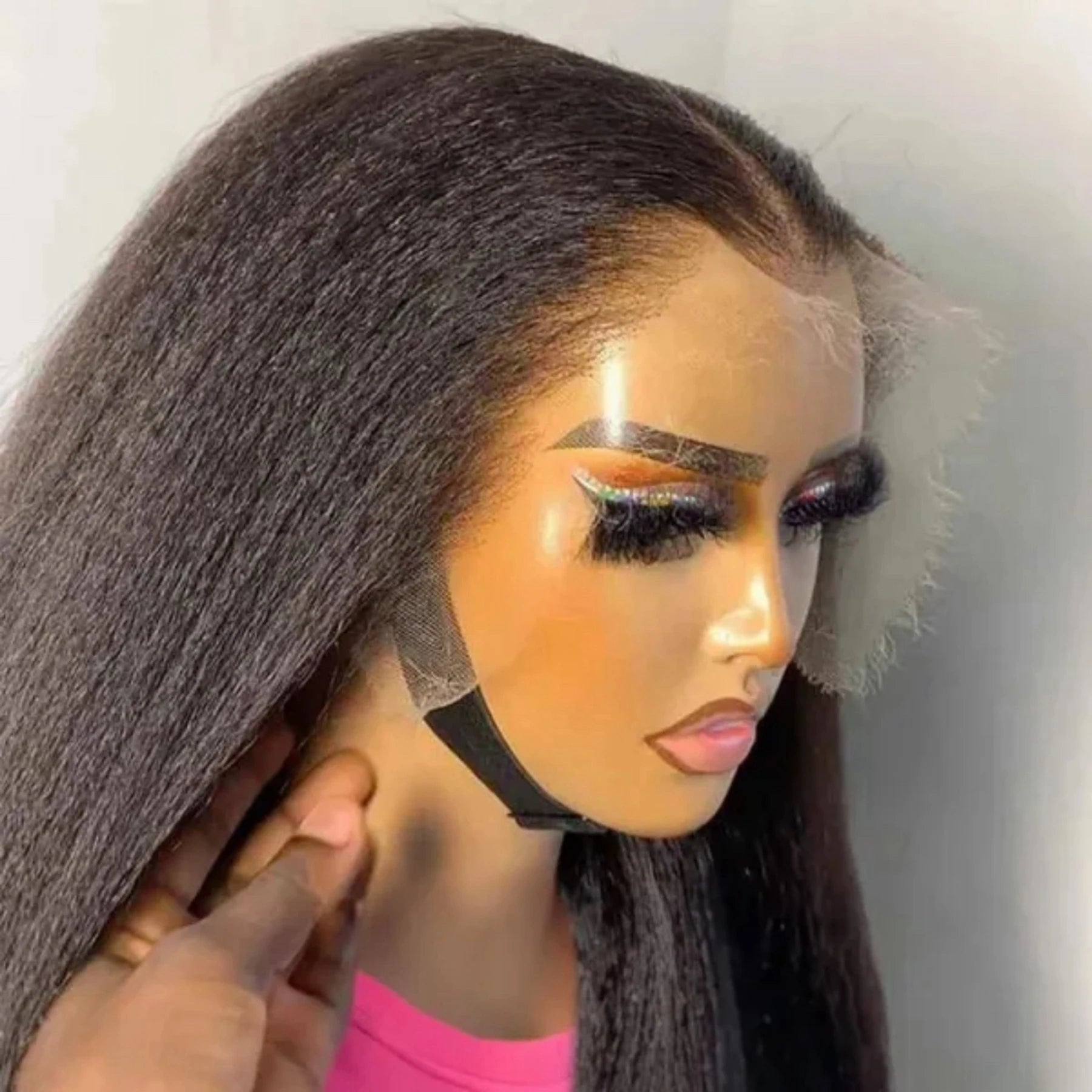 Yaki Kinky Straight 13X4X1HD Full Lace Frontal Wigs For Women Preplucked With Baby Hair Heat Resistant Fiber Glueless Wigs Party