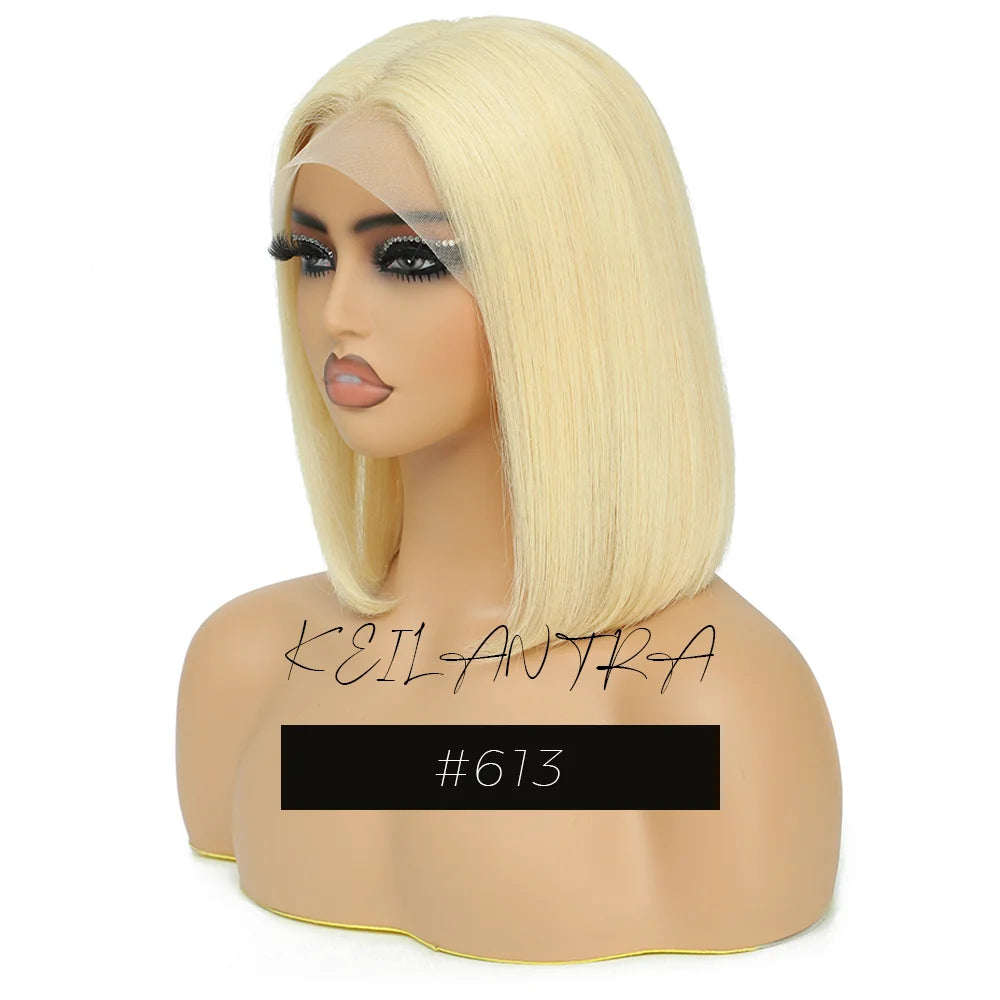Orange Bob Wig Human Hair 13x4 Lace Front Wig 180% Density Short Straight Frontal Bob Wig Transparent Lace 350 Color Wig Ginger