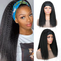 Long Kinky Straight Hair Wigs for Black Women, Synthetic Headband Wig, Hair Band Attached Half Wig, Full Machine Made, None Lace