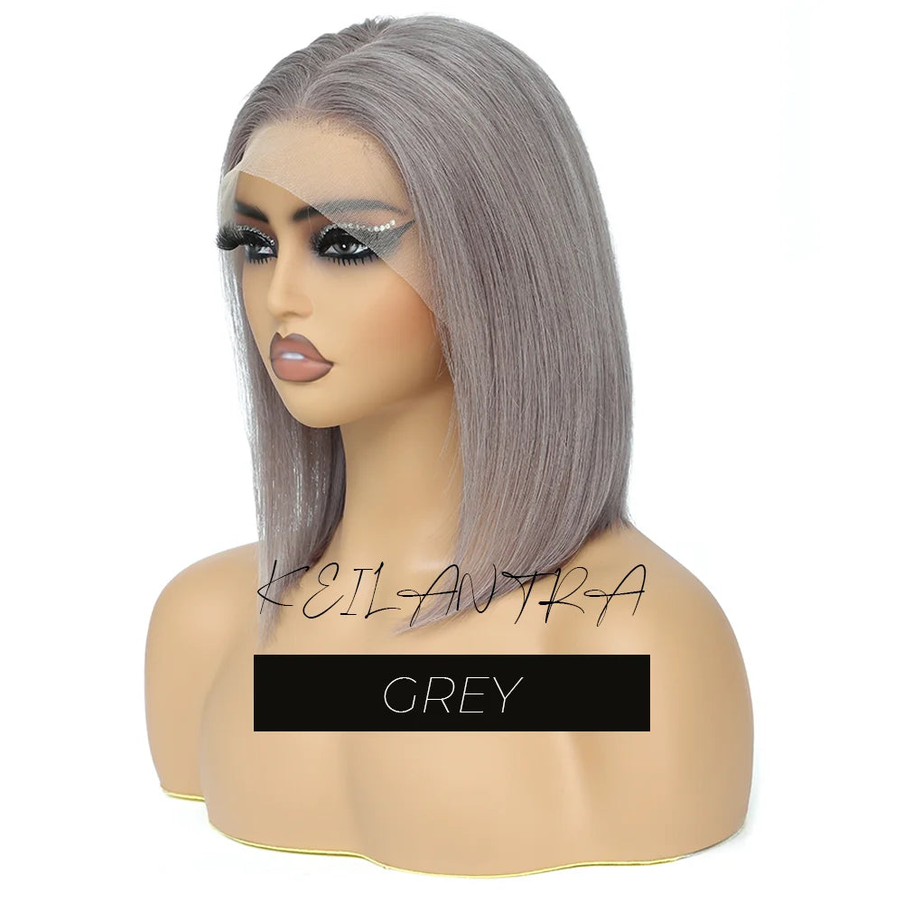 Orange Bob Wig Human Hair 13x4 Lace Front Wig 180% Density Short Straight Frontal Bob Wig Transparent Lace 350 Color Wig Ginger