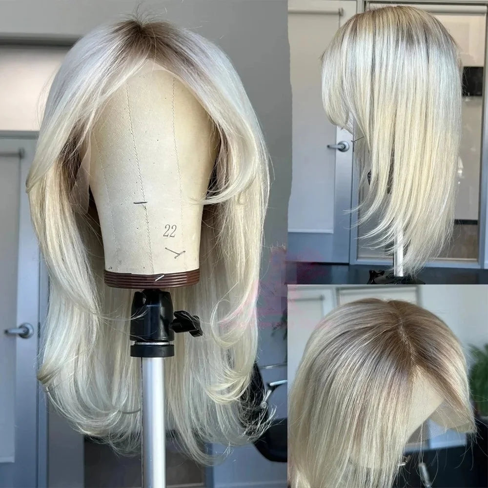 Layered Lace Front Wig White Wig 13x4 HD Lace Glueless Pre Plucked Heat Resistant Fiber For Women On Clearance Sale Cosplay