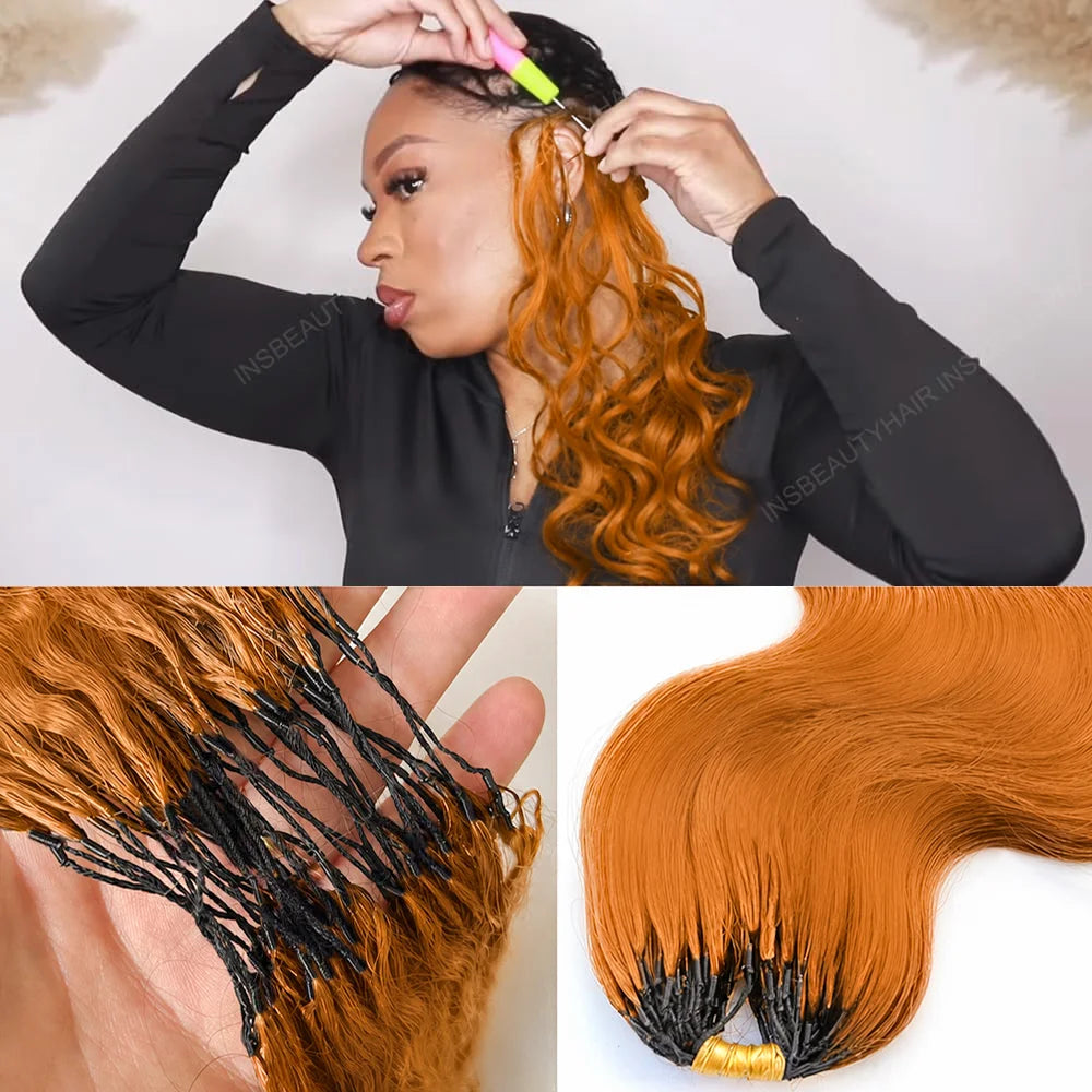 Orange Ginger Body Wave Feather Crochet Human Hair 100% Human Hair Pre-Separated Boho Braids Hair Extensions for Black Women