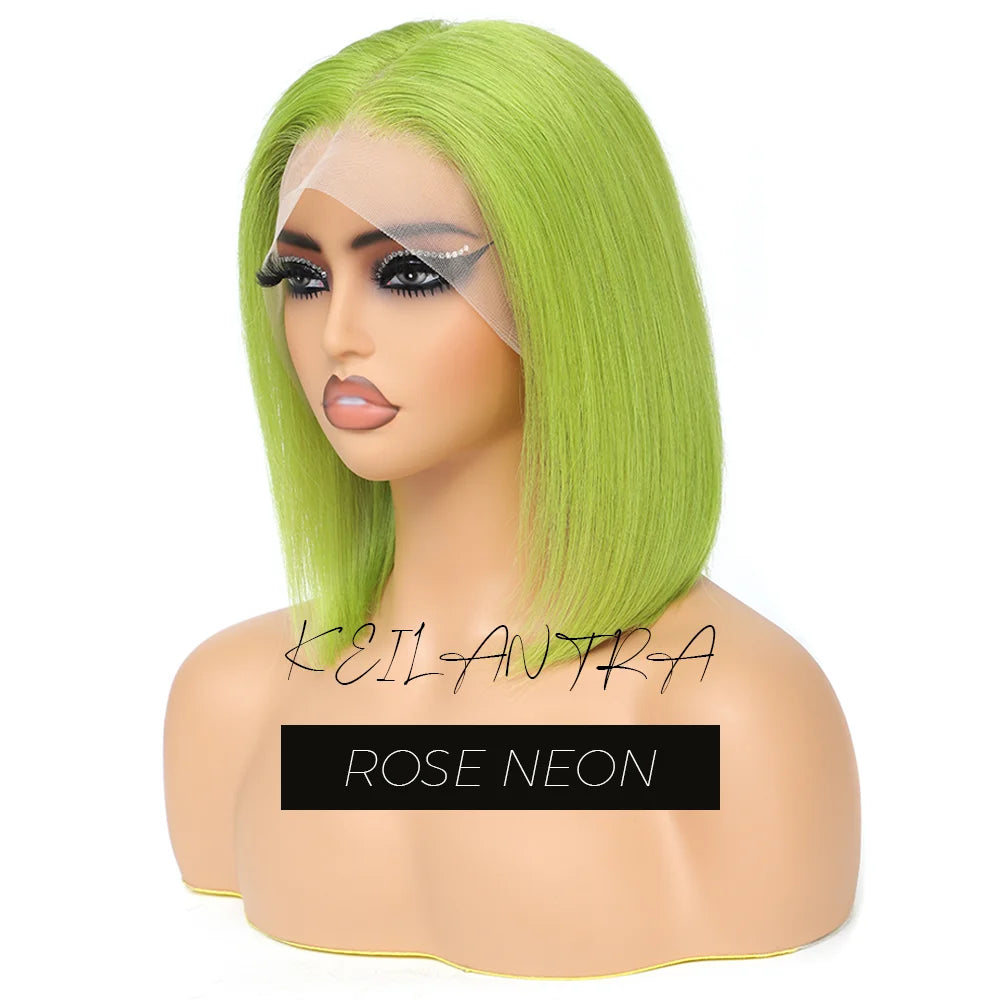 Orange Bob Wig Human Hair 13x4 Lace Front Wig 180% Density Short Straight Frontal Bob Wig Transparent Lace 350 Color Wig Ginger