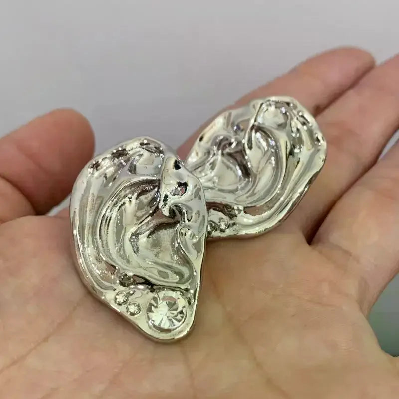 Ear Shaped Earrings Metal Ring Jewelry Irregular Statement Ring Unique Textured For Daily Wear Parties & Events