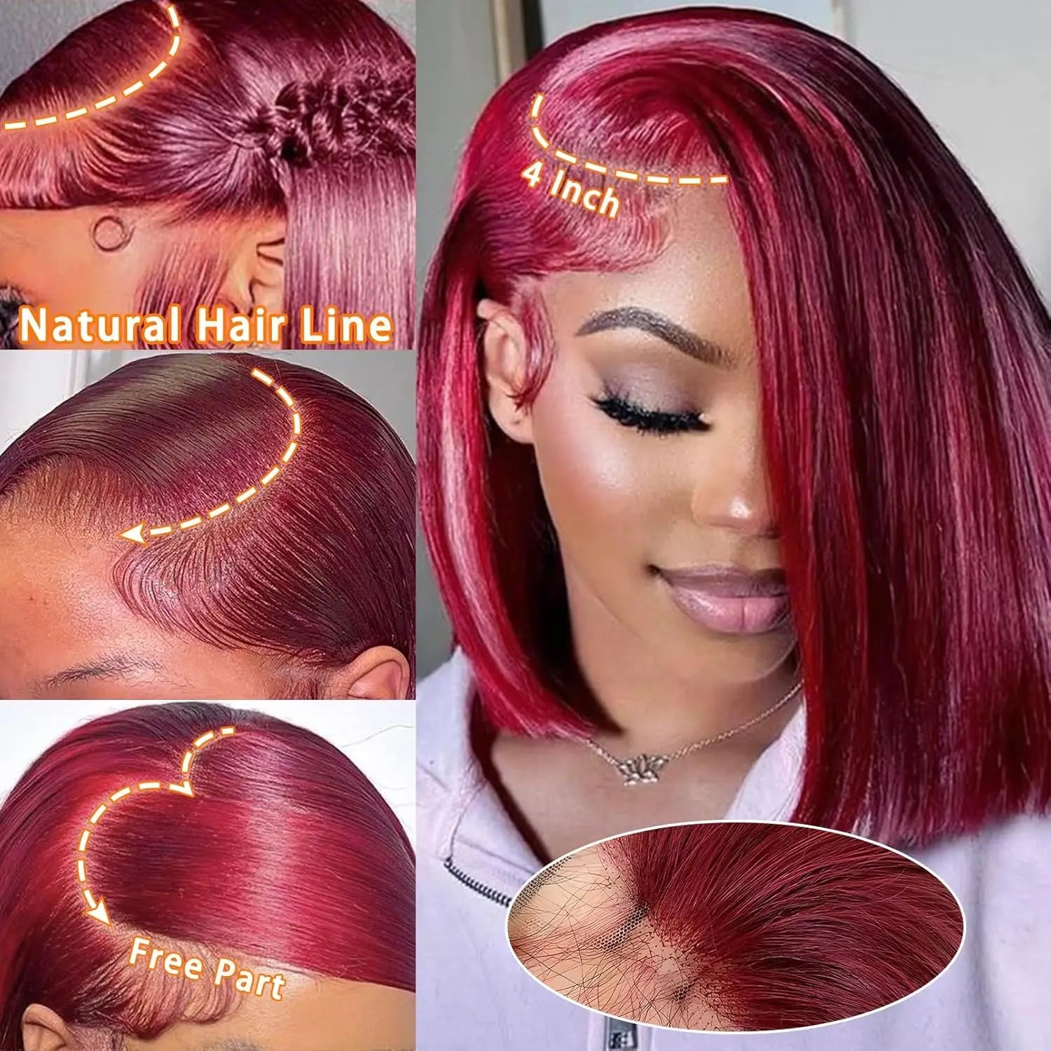 Burgundy 99j Bob Wigs Human Hair 13x4 HD Transparent Lace Front Wigs 613 Blonde Brown Short Bob Wigs Human Hair Pre Plucked