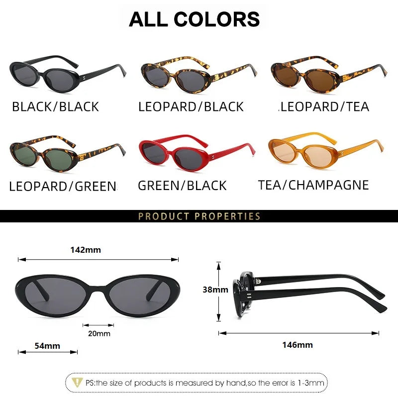 Small Oval Sunglasses for Women's Vintage Design Sun Glasses Shades Female Sexy Retro Punk Men Sunglass Outdoor Trendy Eyewear