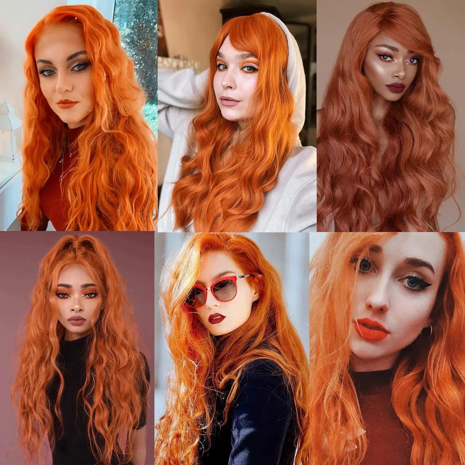 26 Inch Long Wavy Wig Ginger Orange Wigs for Women Synthetic Heat Resistant Wig And Natural Looking for Daily Party Cosplay Use