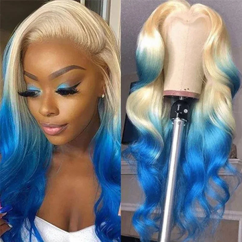 Ombre Ash Blonde With Dark Roots Natural Wave Hair Synthetic Lace Front Wig 13x4 HD for Women Easy to Wear Daily Cosplay Wig