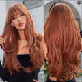 HAIRJOY  Synthetic Hair  Long Wavy Ginger Wig with Bangs  Wigs for Women Heat Resistant Synthetic Fiber for Daily Party Use