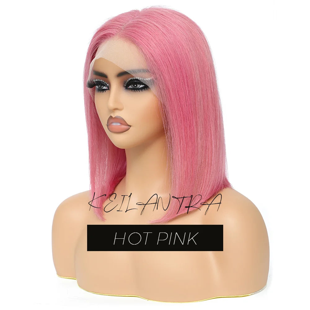 Orange Bob Wig Human Hair 13x4 Lace Front Wig 180% Density Short Straight Frontal Bob Wig Transparent Lace 350 Color Wig Ginger