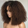 Ombre Brown  Soft 26“ Long Kinky Curly 180Density Lace Front Wig For Black Women BabyHair Glueless Preplucked Natural Hairline