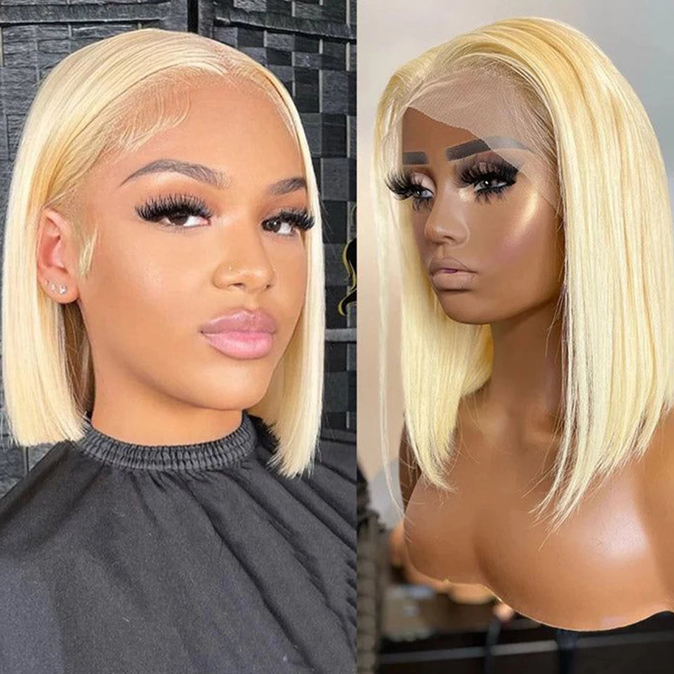 Burgundy 99J  HD Transparent Short Bob Human Hair Wigs Highlight Straight Brazilian 13x6x2 Lace Front Wig For Women Pre Plucked