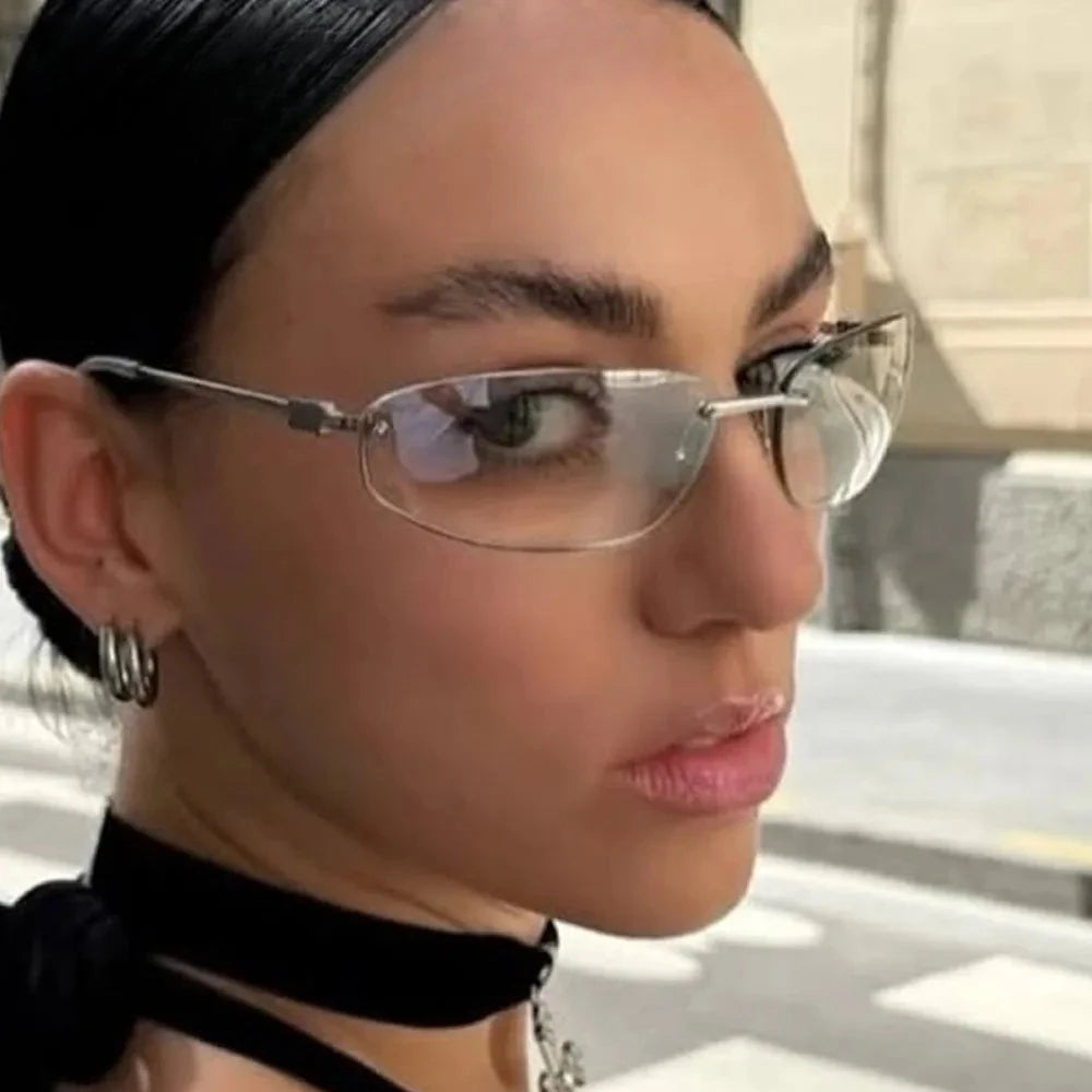 Sunglasses for Women New Fashion Gradient Sexy Sun Glasses Ladies Elegant Driving Shades Vintage Small Square Alloy Silver Y2K
