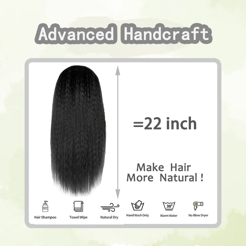 22/28/30 inch Long Kinky Straight Wig Wear and Go Glueless Wigs Pre Plucked Pre Cut Yaki Synthetic Wigs for Black Women