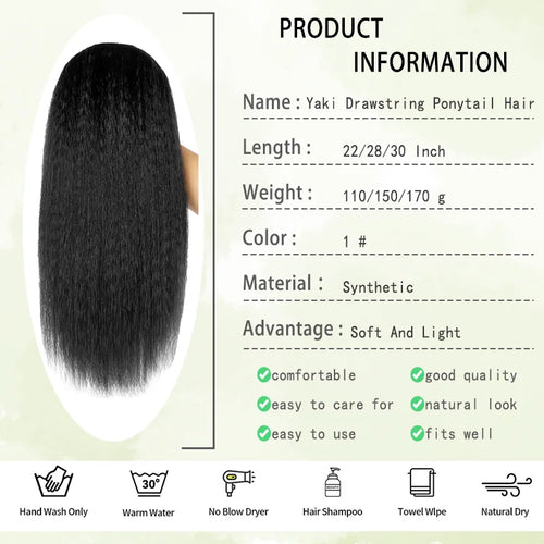 22/28/30 inch Long Kinky Straight Wig Wear and Go Glueless Wigs Pre Plucked Pre Cut Yaki Synthetic Wigs for Black Women