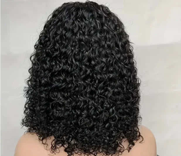 Black Synthetic Short Kinky Curly Bob Wig for Women HD Transparent Lace Front Pre-Plucked Baby Hair Jerry Curly Short Wigs