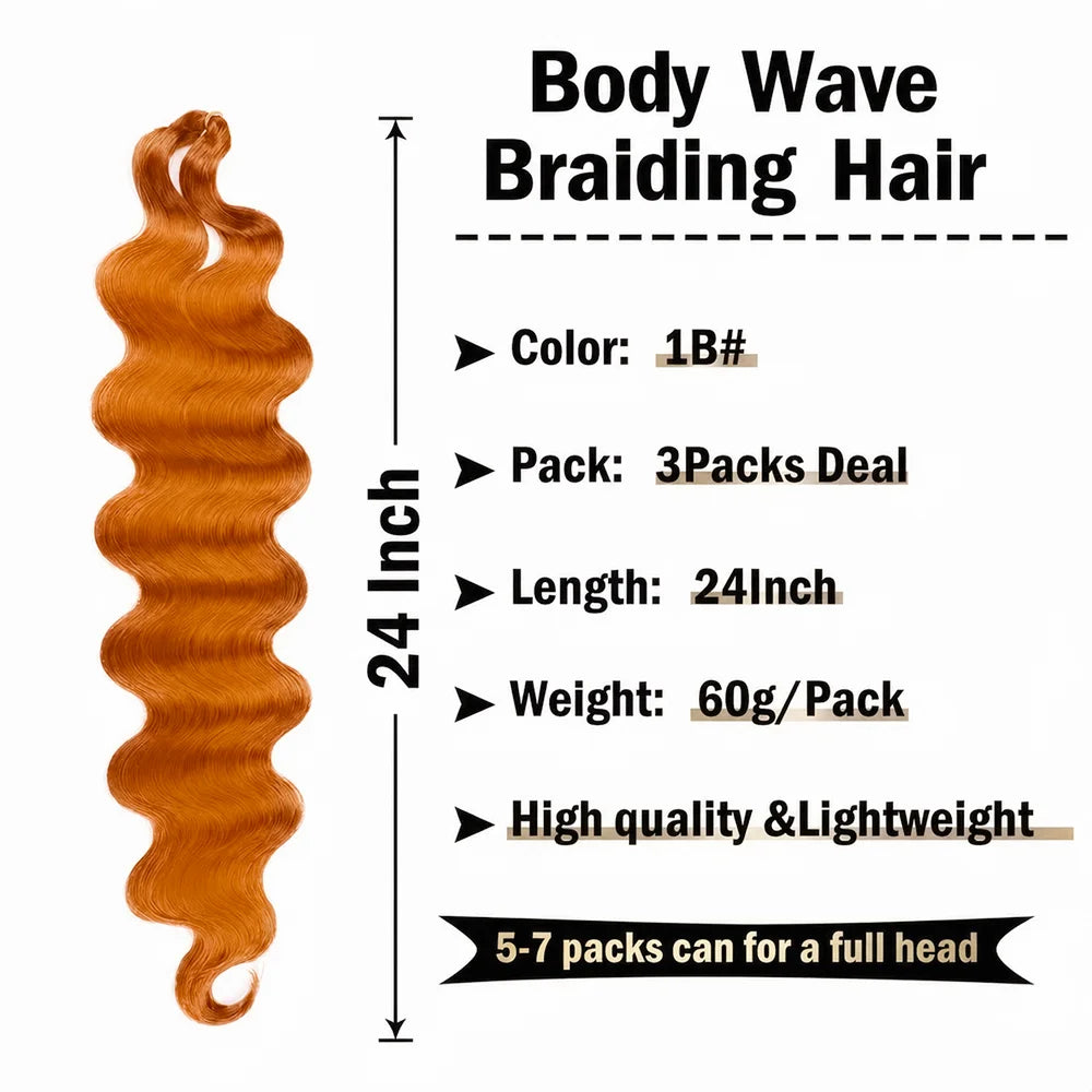 Orange Ginger Body Wave Feather Crochet Human Hair 100% Human Hair Pre-Separated Boho Braids Hair Extensions for Black Women