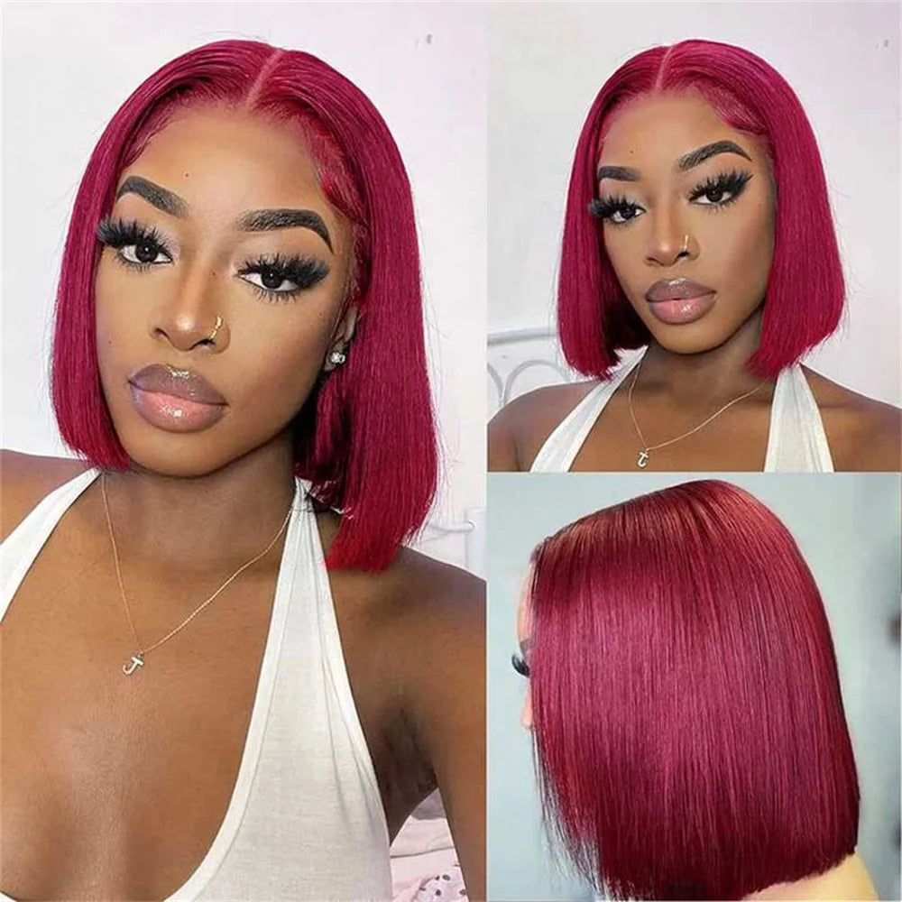 Burgundy 99j Bob Wigs Human Hair 13x4 HD Transparent Lace Front Wigs 613 Blonde Brown Short Bob Wigs Human Hair Pre Plucked