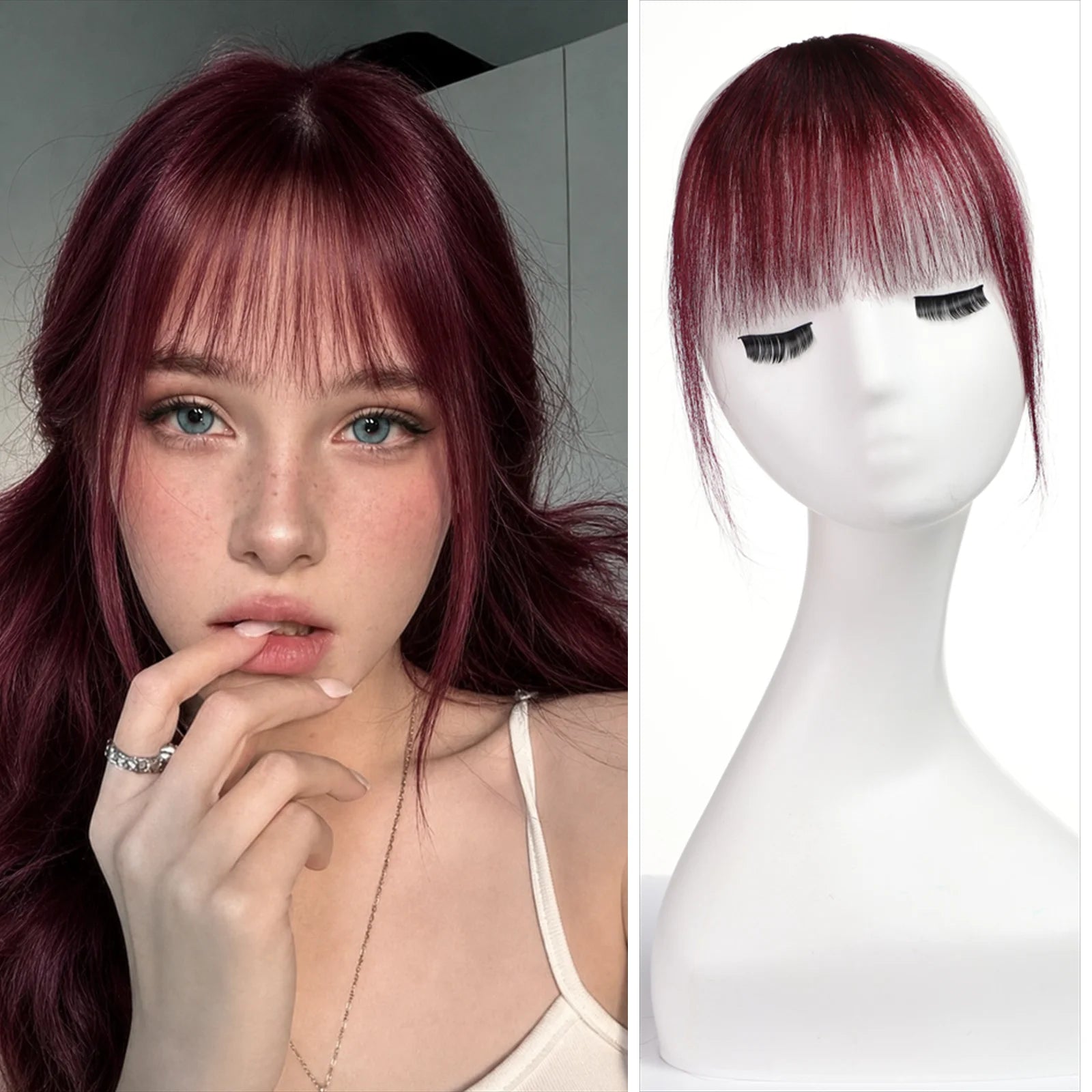 Ginger Orange Human Hair Bangs Clip In Wispy Fringe With Temples Hair Extensions For Women Natural Look 100% Real Human Hair