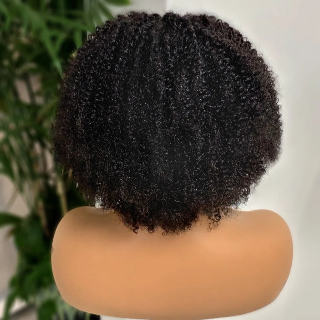 Kinky Curly Bob Wig Human Hair 180% Density 4x4 Lace Front Human Hair Wigs Afro Kinky Bob Wig For Women Natural Color