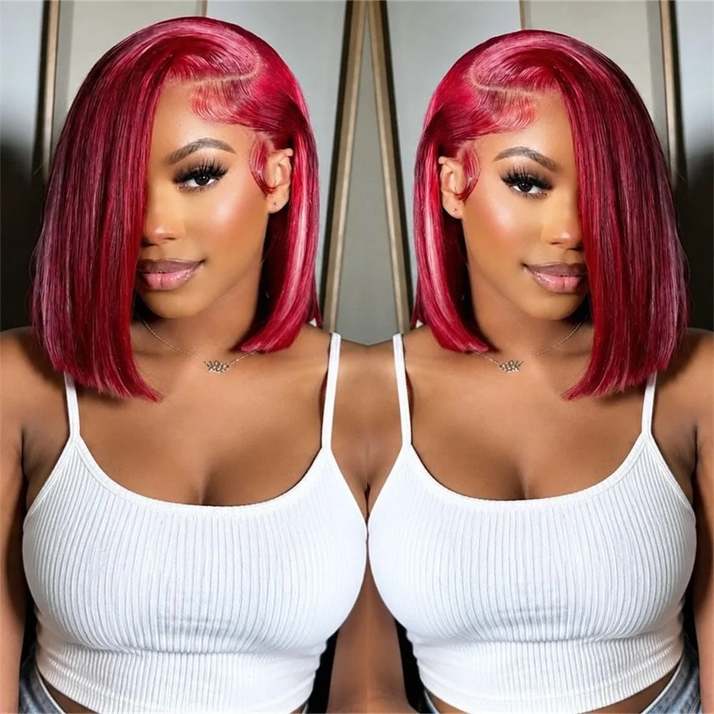 Burgundy 99j Bob Wigs Human Hair 13x4 HD Transparent Lace Front Wigs 613 Blonde Brown Short Bob Wigs Human Hair Pre Plucked