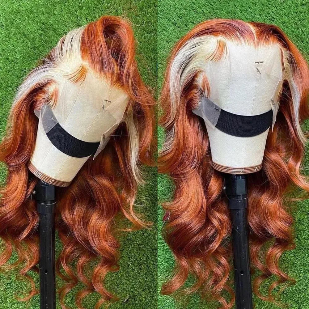Ombre Ash Blonde With Dark Roots Natural Wave Hair Synthetic Lace Front Wig 13x4 HD for Women Easy to Wear Daily Cosplay Wig