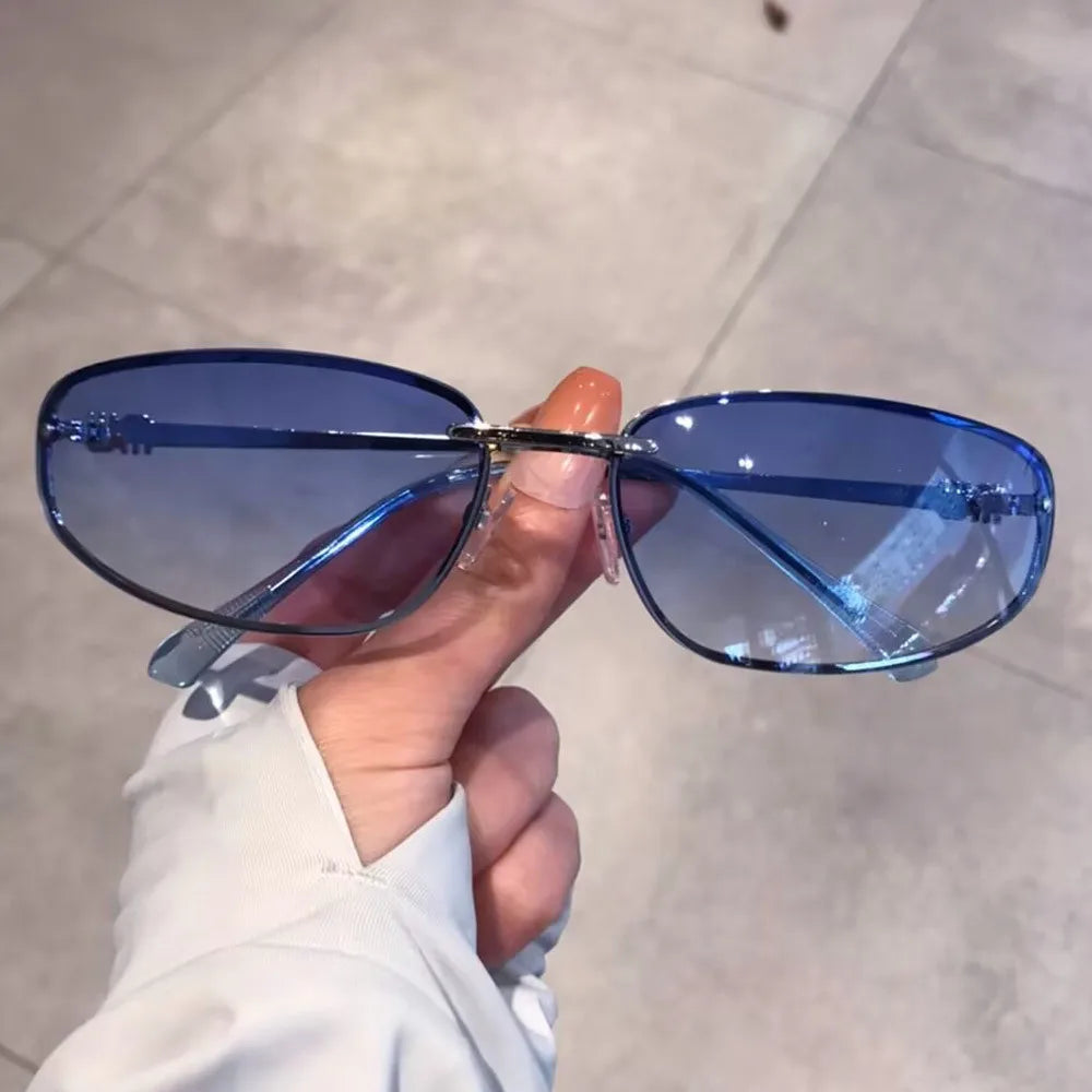 Sunglasses for Women New Fashion Gradient Sexy Sun Glasses Ladies Elegant Driving Shades Vintage Small Square Alloy Silver Y2K