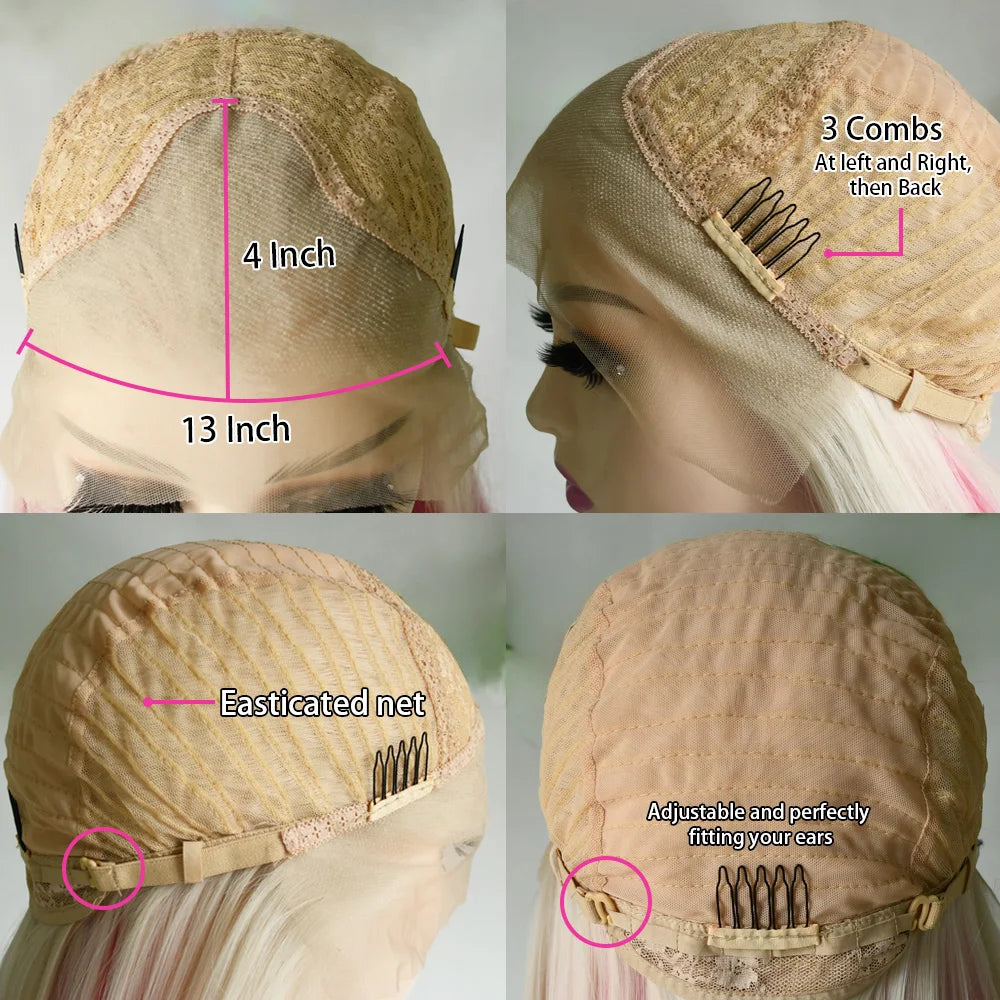 Layered Lace Front Wig White Wig 13x4 HD Lace Glueless Pre Plucked Heat Resistant Fiber For Women On Clearance Sale Cosplay