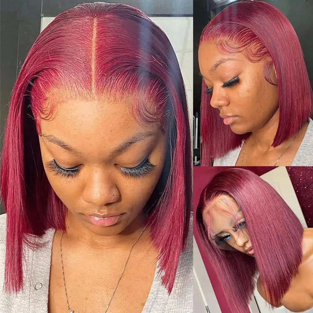 Burgundy 99j Bob Wigs Human Hair 13x4 HD Transparent Lace Front Wigs 613 Blonde Brown Short Bob Wigs Human Hair Pre Plucked