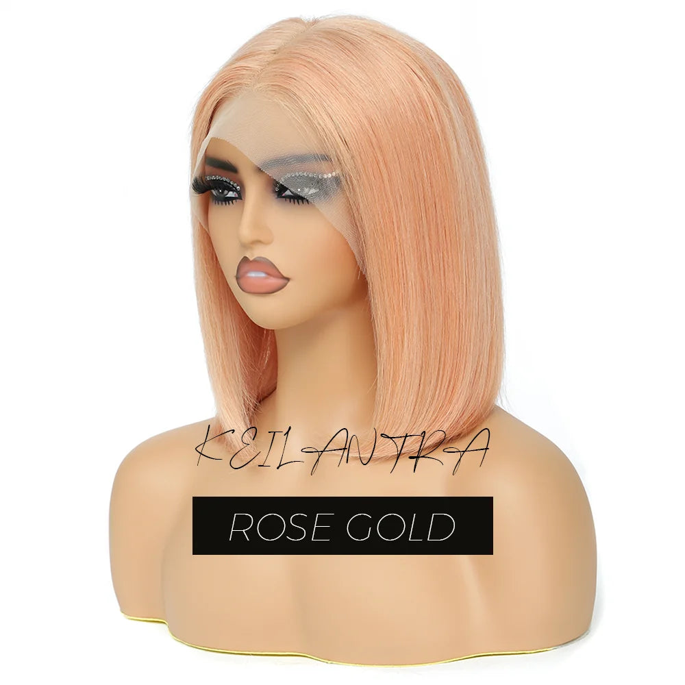 Orange Bob Wig Human Hair 13x4 Lace Front Wig 180% Density Short Straight Frontal Bob Wig Transparent Lace 350 Color Wig Ginger