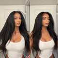 Kinky Straight 3 IN 1 Half Wigs Human Hair 250 Density Wig Vietnamese Human Hair Glueless Wig Drawstring Yaki Hair Half Wigs