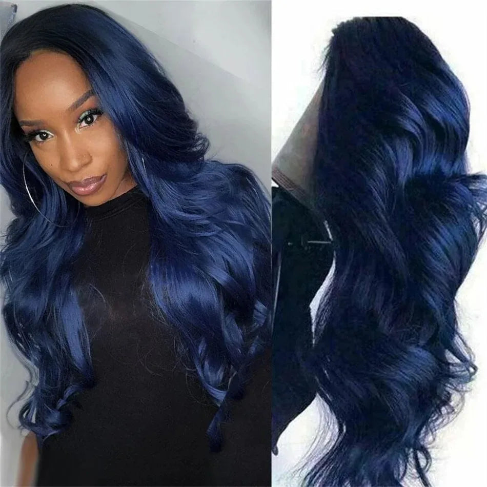 Ombre Ash Blonde With Dark Roots Natural Wave Hair Synthetic Lace Front Wig 13x4 HD for Women Easy to Wear Daily Cosplay Wig