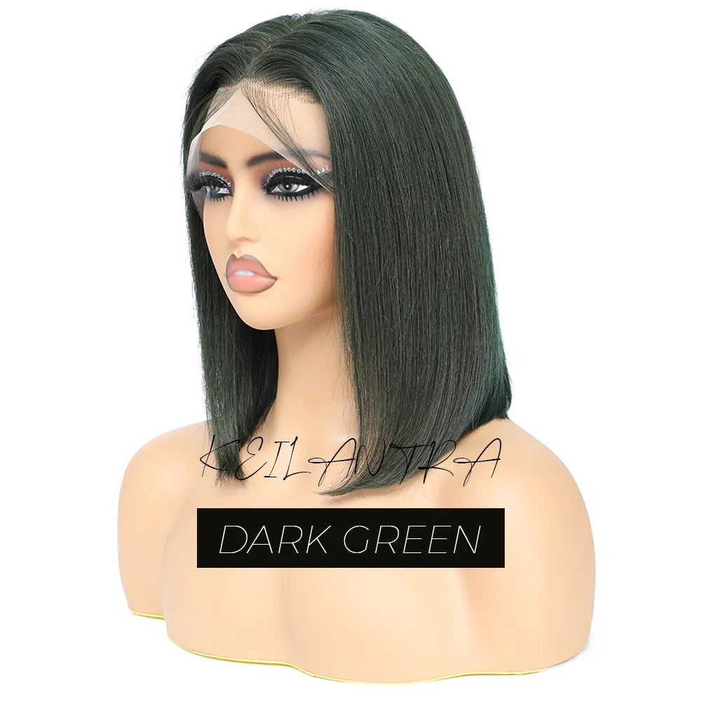 Orange Bob Wig Human Hair 13x4 Lace Front Wig 180% Density Short Straight Frontal Bob Wig Transparent Lace 350 Color Wig Ginger