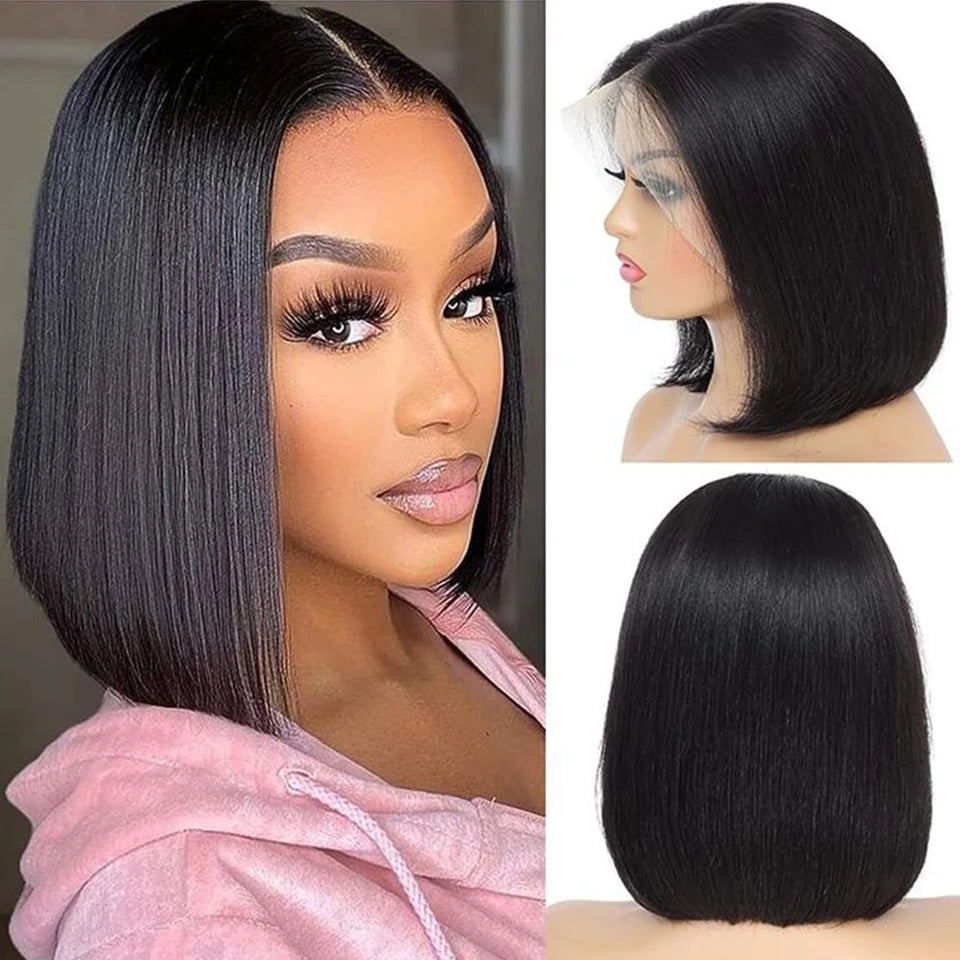 Ginger Orange HD Transparent Short Bob Human Hair Wigs Peruvian Highlight Straight 13x6x2 Lace Front Wig For Women Pre Plucked