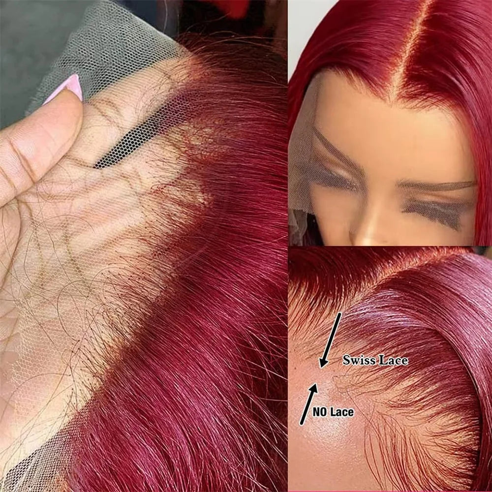 Burgundy 99j Bob Wigs Human Hair 13x4 HD Transparent Lace Front Wigs 613 Blonde Brown Short Bob Wigs Human Hair Pre Plucked