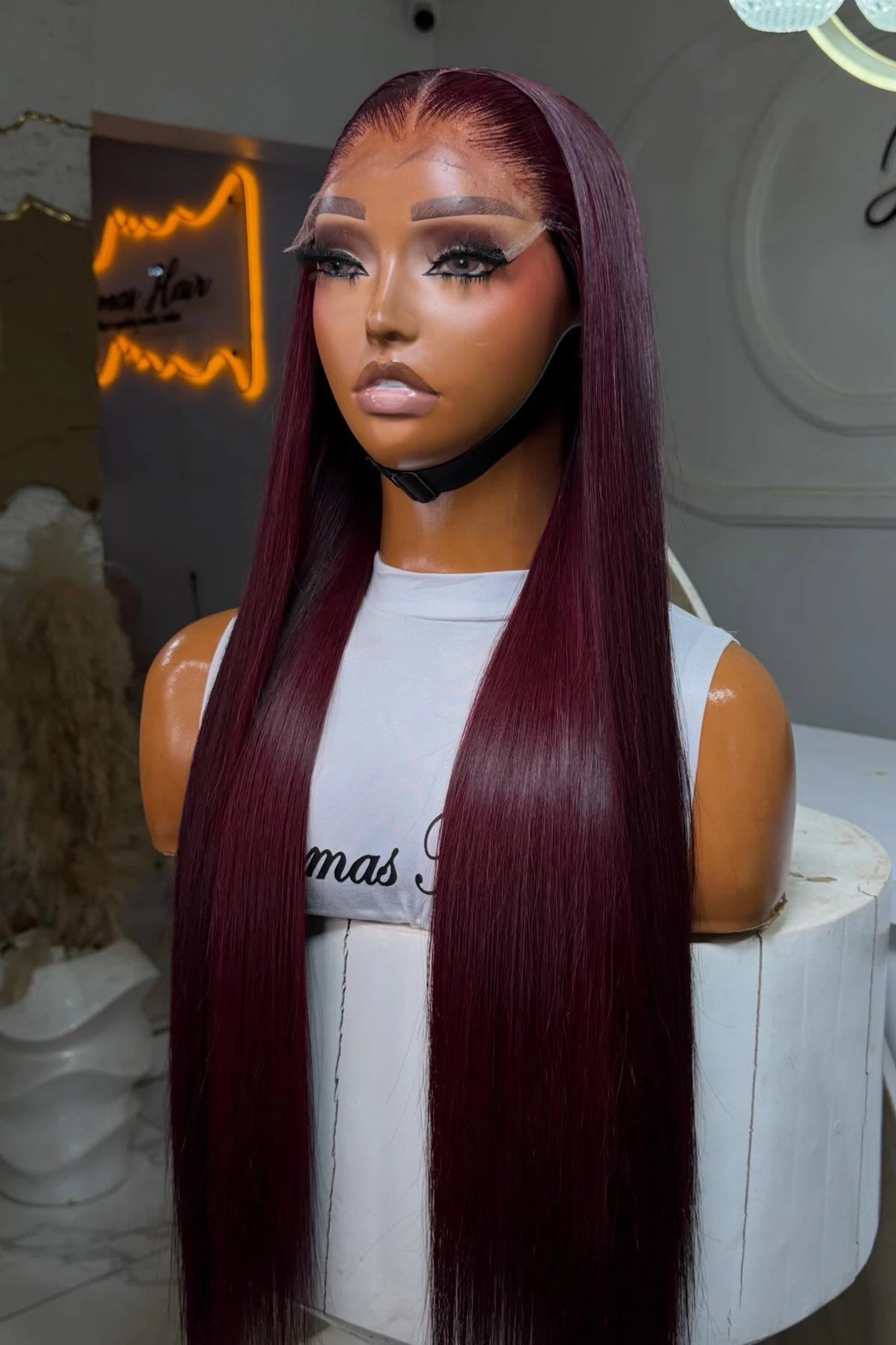 99J Red Burgundy Color Straight 13X4X1 HD Full Lace Frontal Wigs For Women Preplucked With Baby Hair Heat Resistant Fiber  Soft
