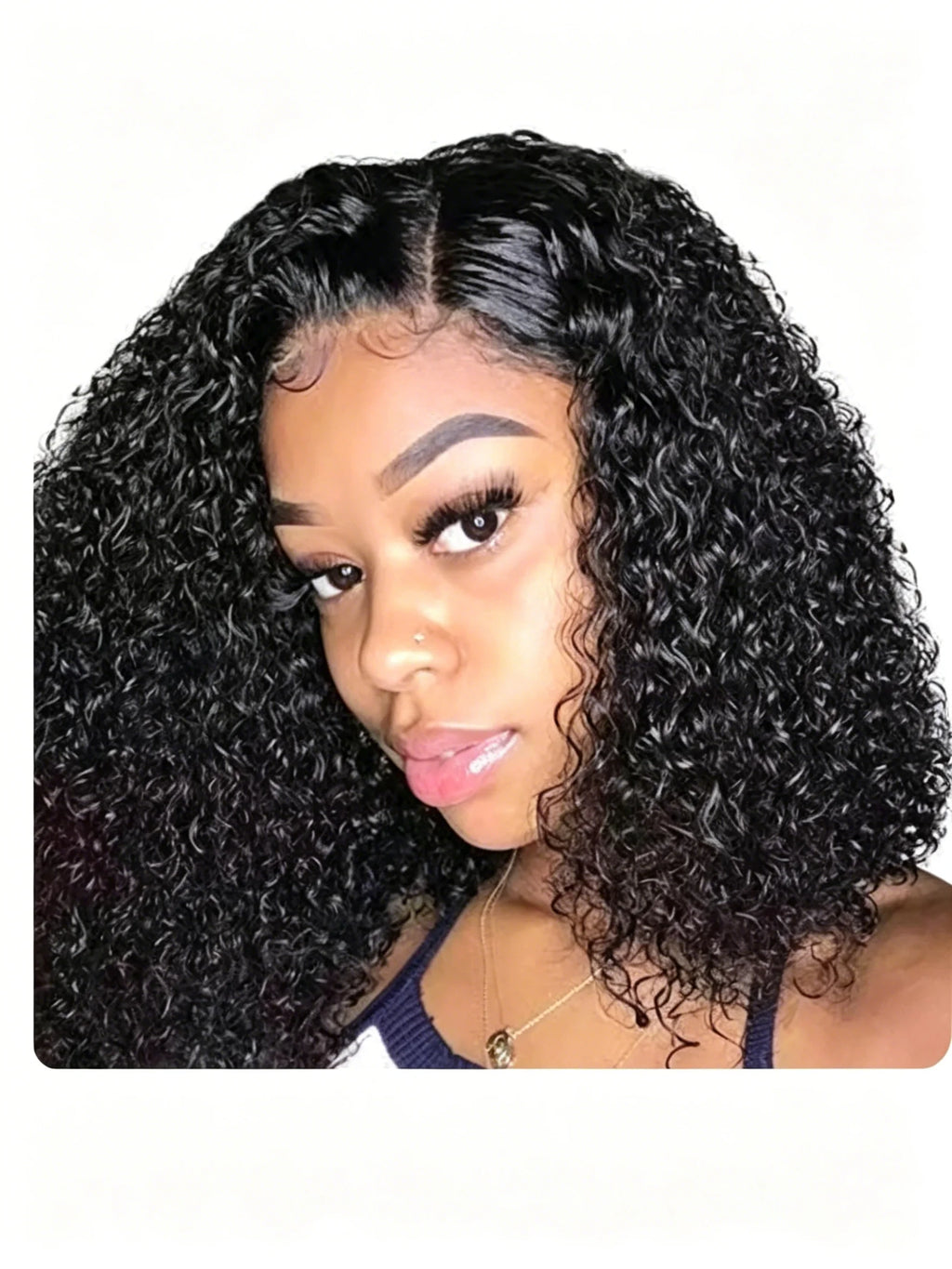 Black Synthetic Short Kinky Curly Bob Wig for Women HD Transparent Lace Front Pre-Plucked Baby Hair Jerry Curly Short Wigs