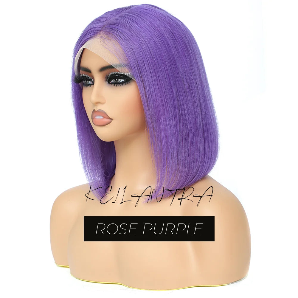 Orange Bob Wig Human Hair 13x4 Lace Front Wig 180% Density Short Straight Frontal Bob Wig Transparent Lace 350 Color Wig Ginger