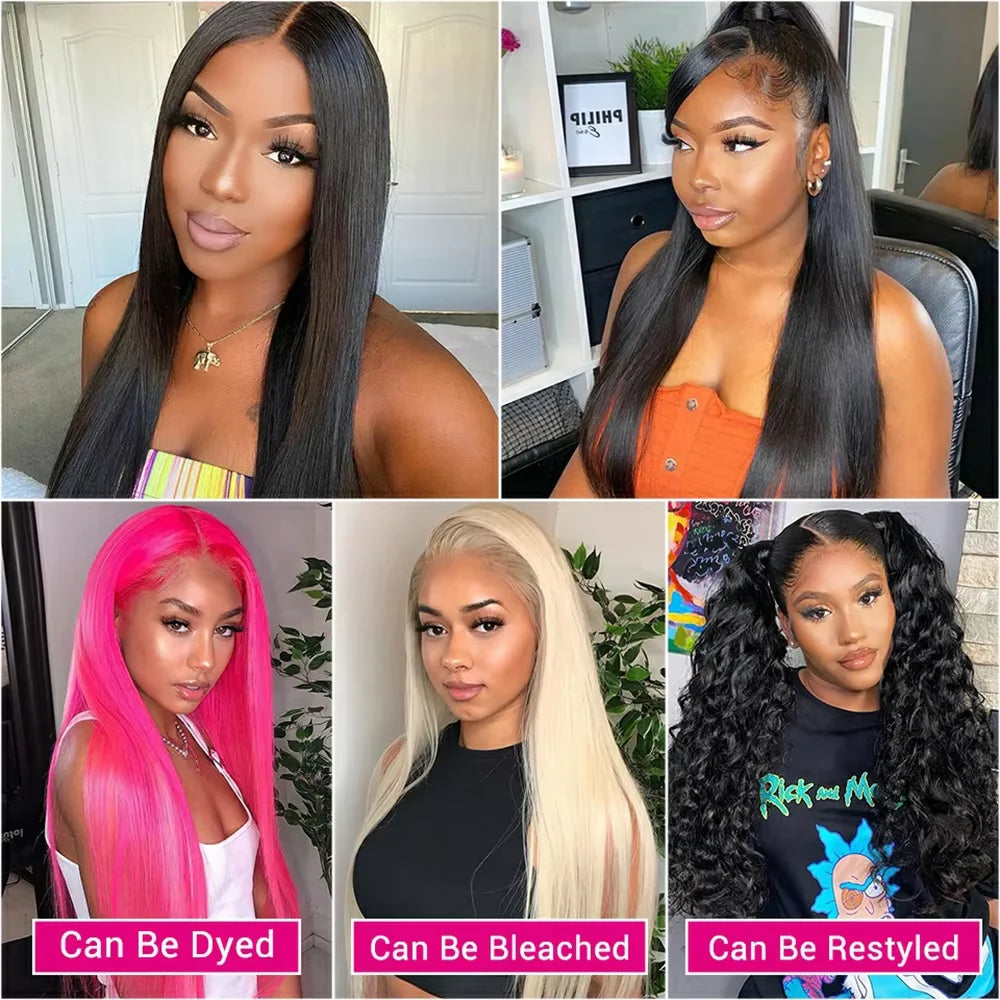 13x6 HD Lace Frontal Wig 100% Raw Human Hair Straight Lace Front Wig 30 36 Inch 5x5 HD Lace Glueless Wig No Glue Human Hair