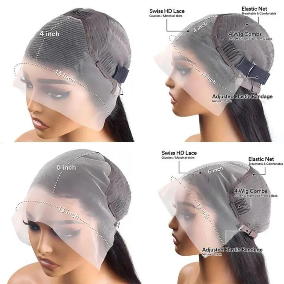 HD Transparent Lace Front Human Hair Wigs Bone Straight 13x4 13x6 Black Color Natural Looking 200 Density High Quality For Women
